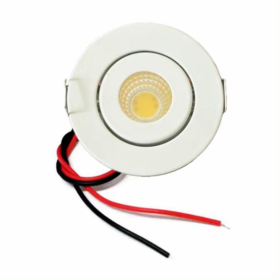 12V COB LED Downlights Mini Ceiling Light 3W Adjustable Drive Free Down Lights Showcase Cabinet Recessed Lighting White Body