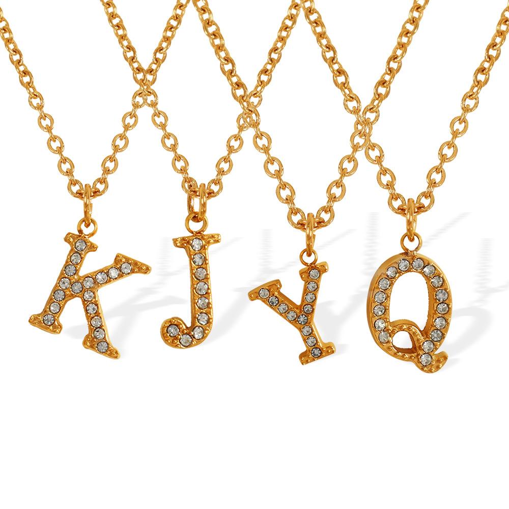 Titanium Steel 26 Letters Elegant And Exquisite Pendant Necklace Light Luxury Fashion Collarbone Chain High Sense Versatile