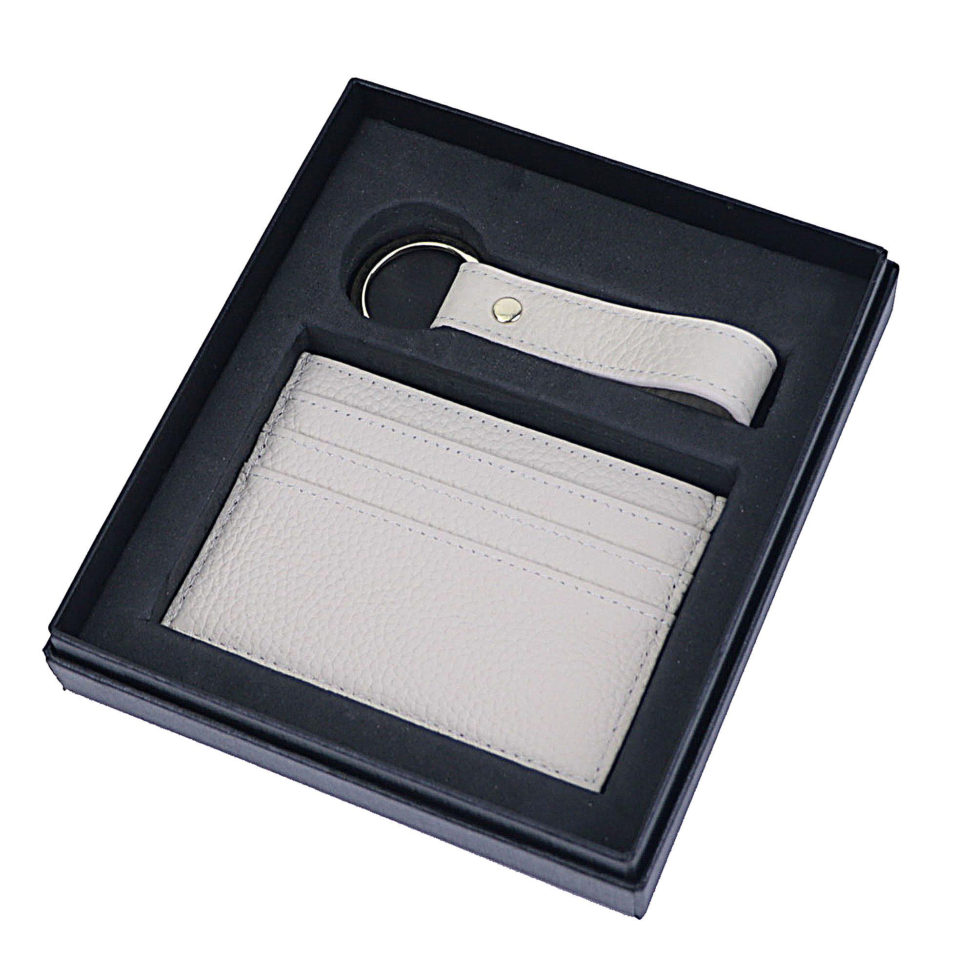 

Free Customizable Stamping Name Genuine Leather Cardholder Key Ring Gift Box Set