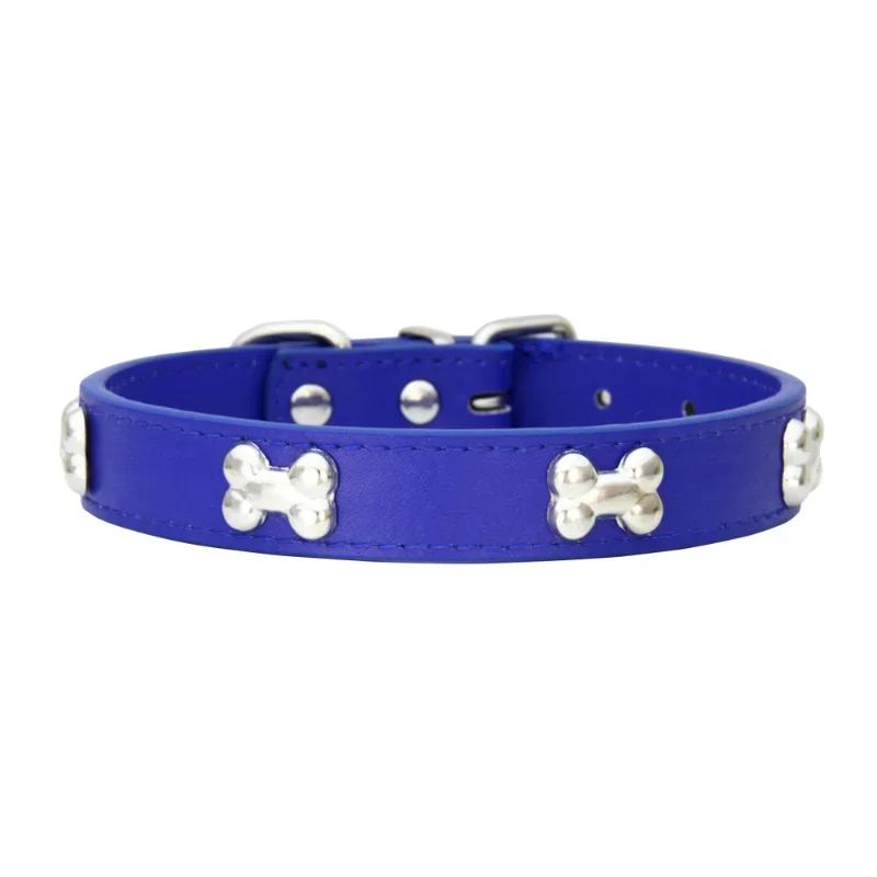 New pet PU leather bone dog collar for cross - border spot wholesale, can be matched with traction belt