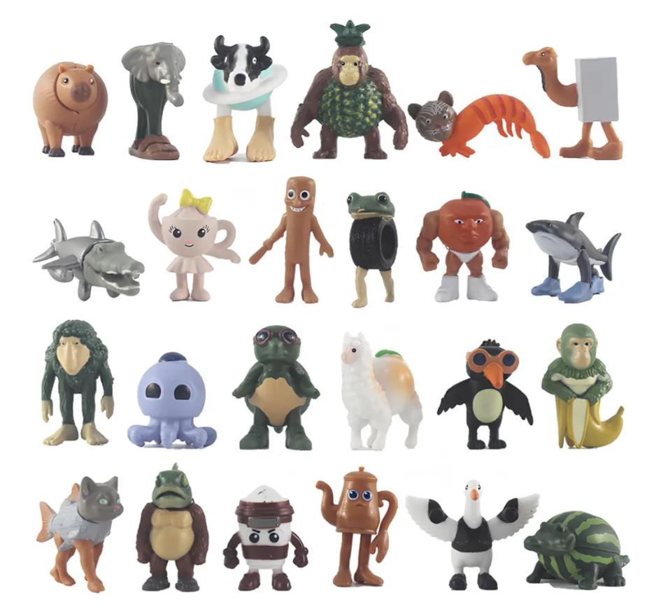 Набор мини фигурок высотой 4 см из итальянских мемов 24 шт Italian brainrot Tralalero Tralala tung sahur