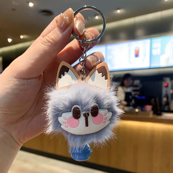 Keychain Rabbit Ear Soft Plush Ball Charm Key Chain Car Keys Bags Backpacks Kids Travel Accessories Stress Relief Gift
