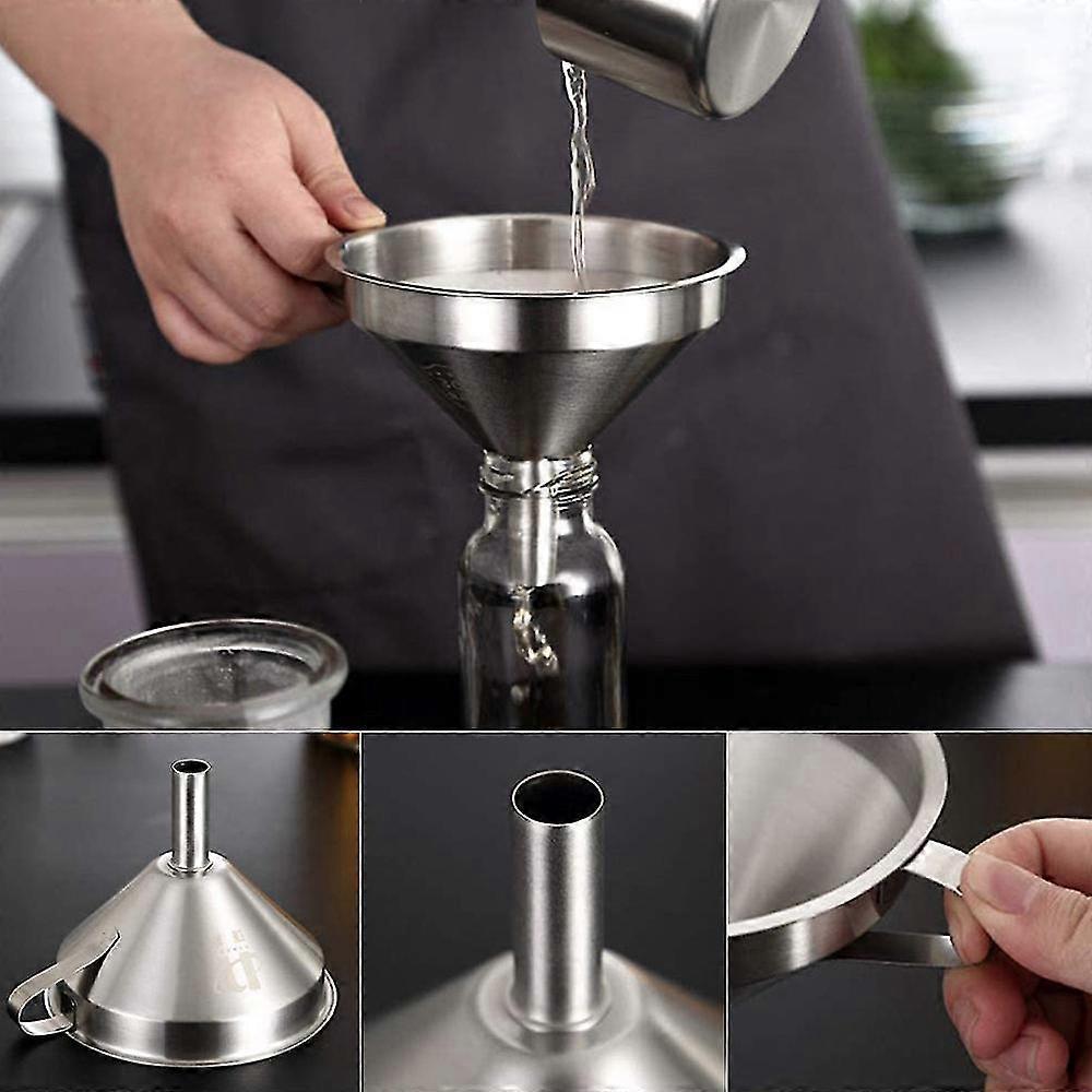 Stainless Steel Funnels With 300 Mesh Food Filter Strainer Funnel Set