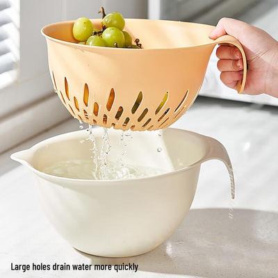 Double-Layer Vegetable & Fruit Drain Basket with Handle