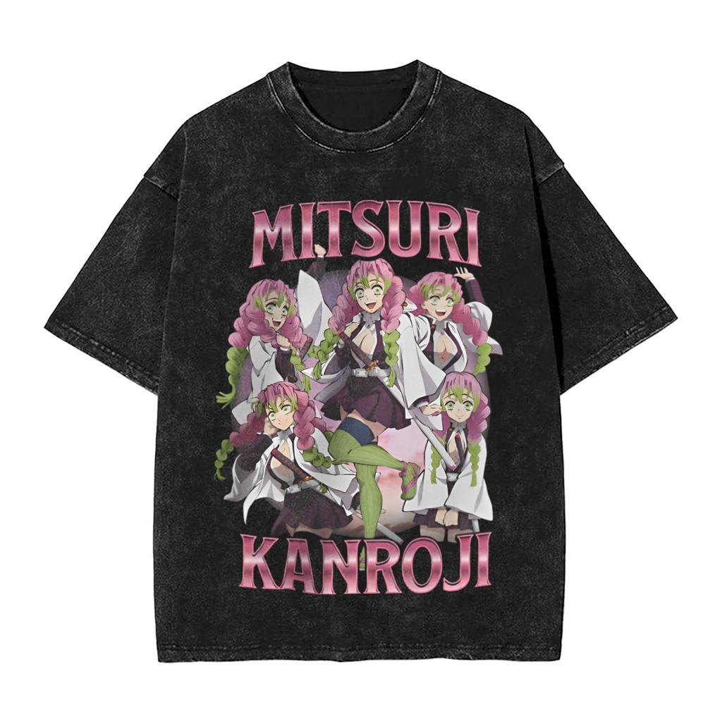 Anime Demon Slayer Hashibira Inosuke Graphic T Shirt Men Women Cotton Tshirts Vintage Washed Tee Harajuku Male Casual T-shirts