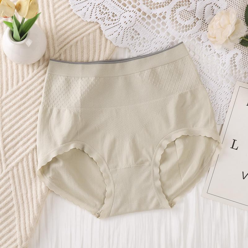 Women's Spring and Summer Nude Skin Friendly Soft Breathable Light Plastic Belly High Waist Triangle Briefs