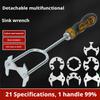 Spülbecken-Abflussrohrschlüssel Multifunktionales Sanitärwerkzeug Mit Wechselköpfen Wasserhahn-Installateur & Enge Platzverhältnisse Schlüssel Für Zuhause U A4V8