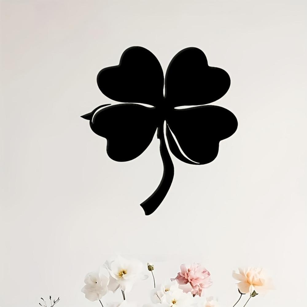 Minimalist Black Iron Four Leaf Clover Metal Wall Sculpture Home Bedroom Office Decor Good Luck Gift for Wedding Valentine's Day