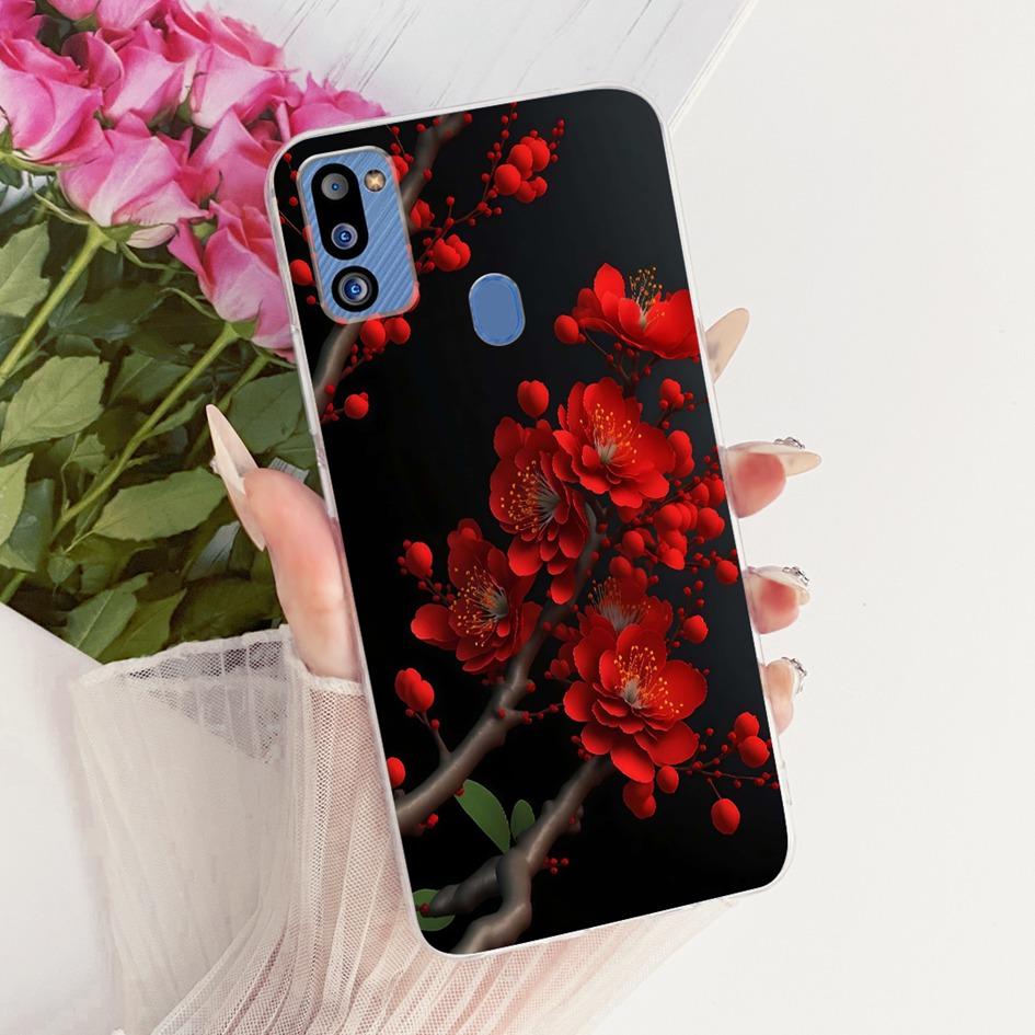 For Cover Samsung Galaxy M21 2021 Phone Case SM-M215G Shell Fashion Flower Soft Silicone Clear Cover For Samsung M21 2021 Fundas