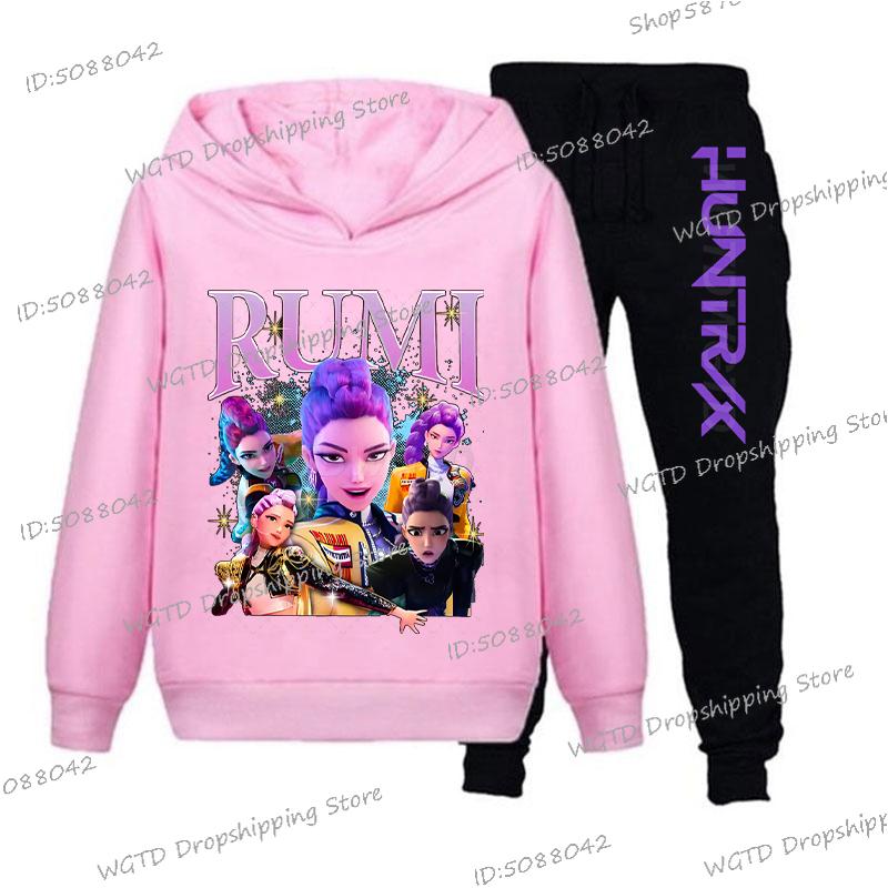 Dospívající KPop Lovci démonů Mikiny+Kalhoty Sety Chlapci Dívky Korejské Anime Film Mikina Módní Dlouhý Rukáv Dětské Mikiny Sportovní Soupravy