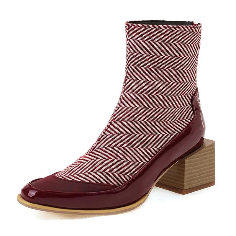 

Стильные женские джинсовые ботильоны с квадратным носком, высоким блочным деревянным каблуком, зимне-осенние, большого размера, женские синие джинсовые ботильоны на молнии 39