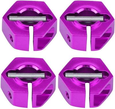 4Pcs 12mm Hex Wheel Hub Adapters – Universal for 1/10 RC Cars HSP Sakura – 5mm Height, Purple