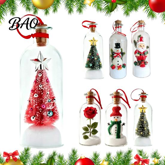 Christmas Exchange Gift Ideas Recordable Message in A Bottle, Voice Recording Holiday Keepsake with Glass Snow Decoration Playback Cork, Snowy