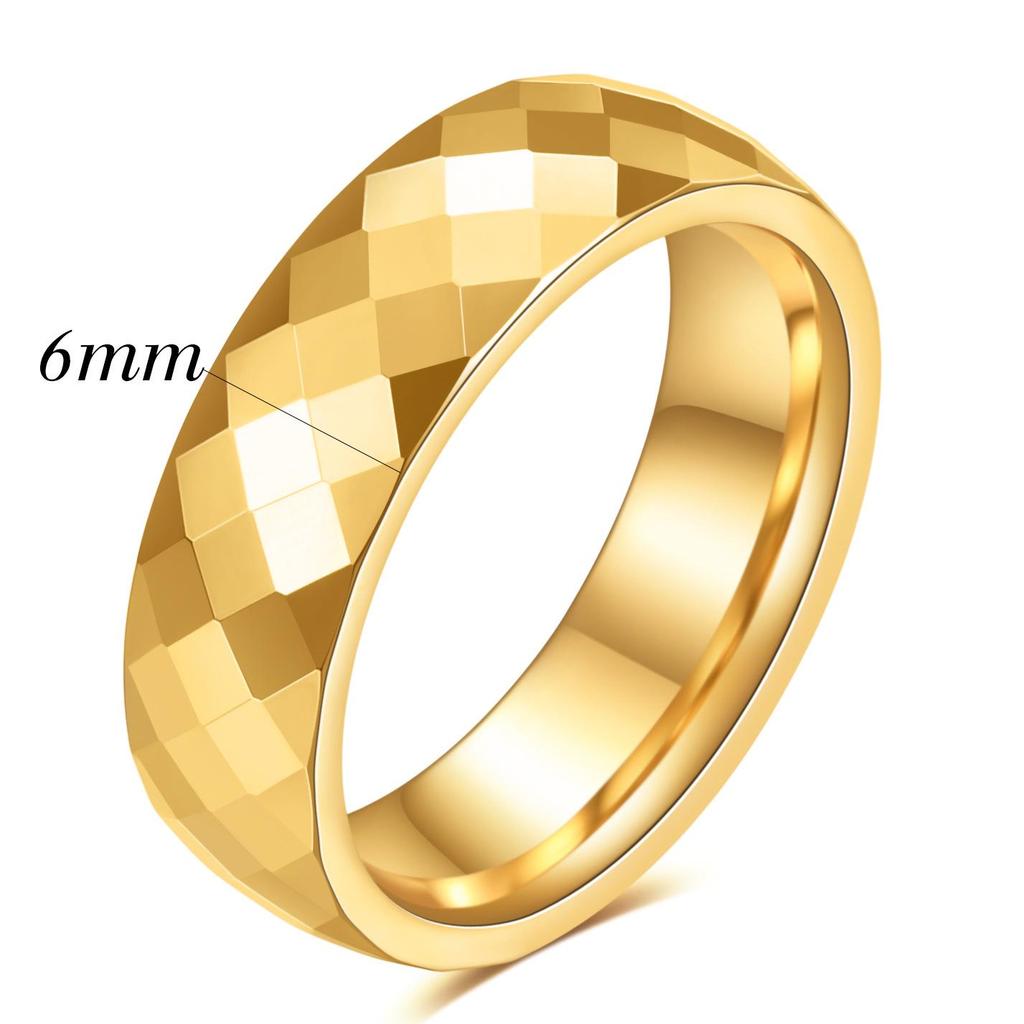 European American Ins New Tungsten Steel 4MM 6MM Faceted Polygon Rhombus Couple Rings