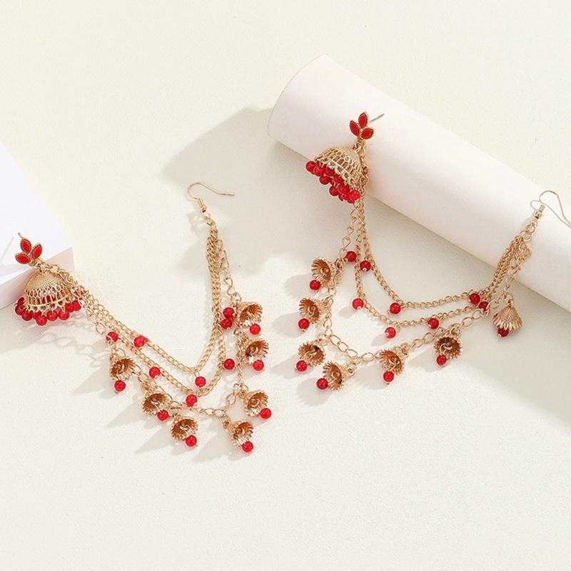 Elegant Dangle Earrings for Women Stylish Rhinestones Studded Earrings Bridal Accessory Ethnic Indian Style Jewelry