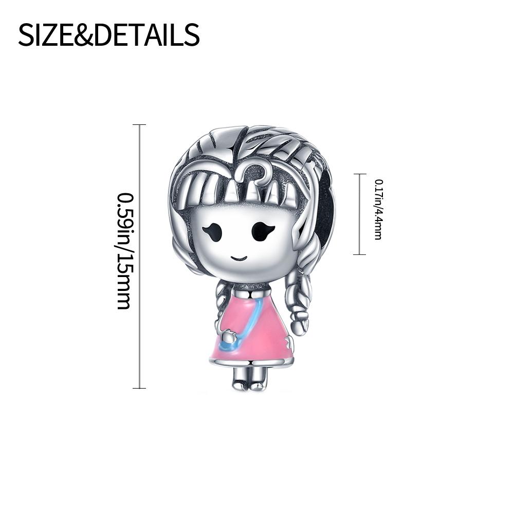 Original Charms Copper Pink Girl Pendant Beads Fit Bracelet Women Jewelry Making Diy Gift