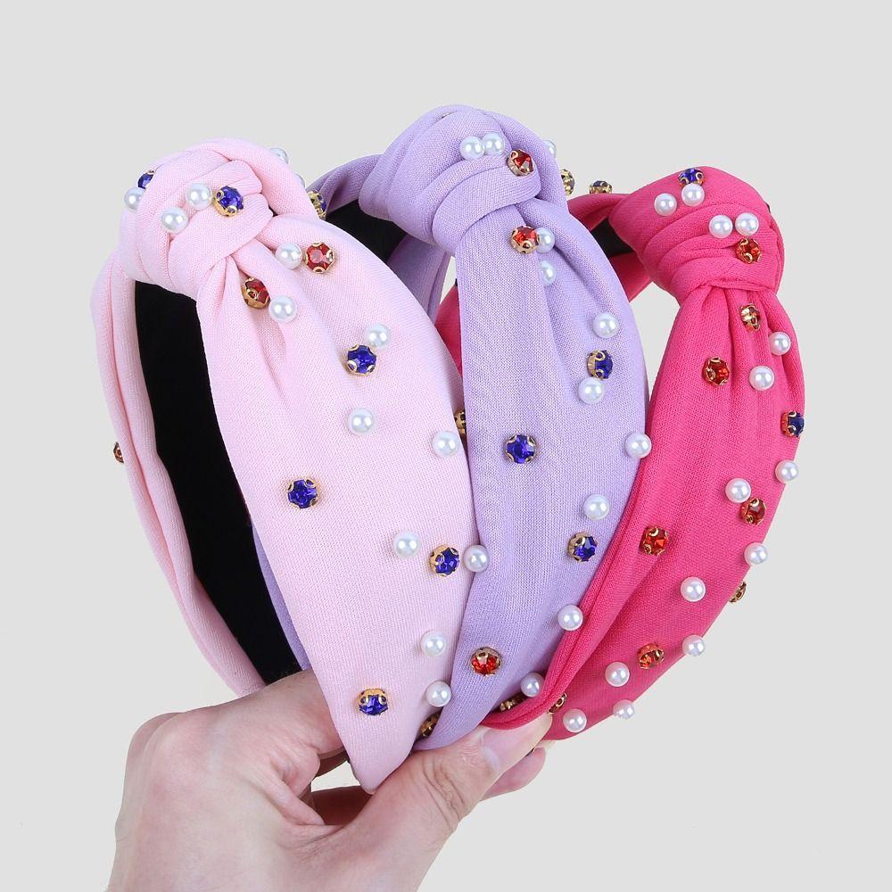 Crystal Bow Headband Wide Pearl Headbands Fashionable Rhinestone Headband  Hair Accessories