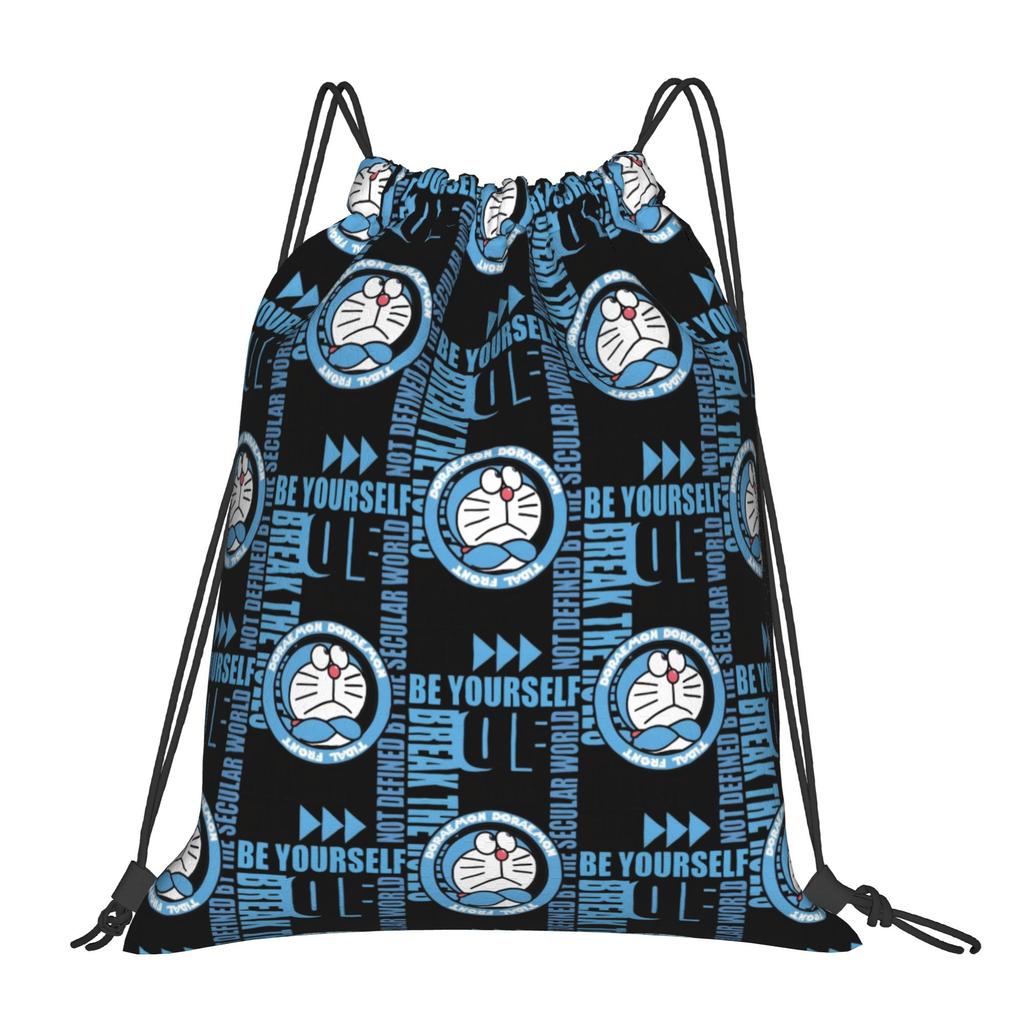 Custom D-Doraemones Drawstring Backpack Women Men Gym Sport Sackpack Foldable Cartoon Training Bag Sack