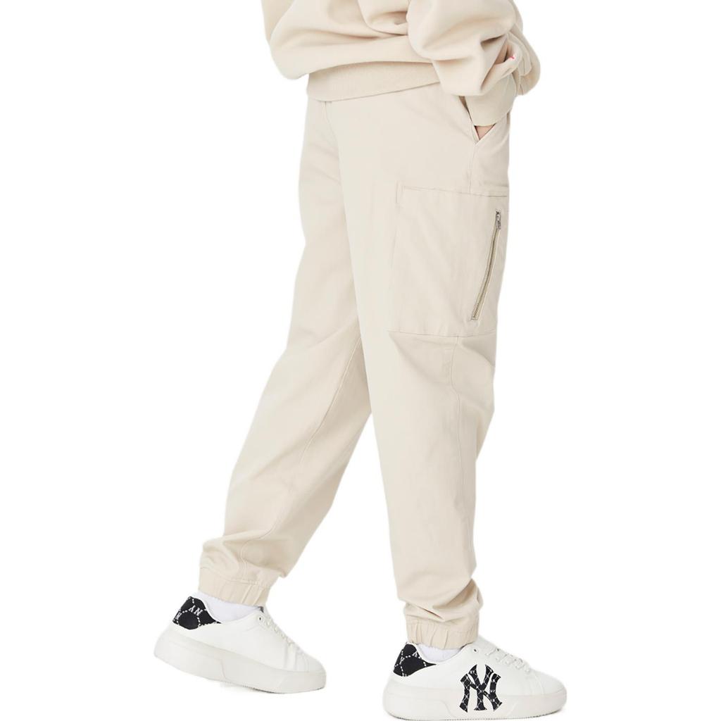 MLB Solid Color Straight Leg Cuffed Casual Pants Men bottoms Beige 3LWP00124-50BGL
