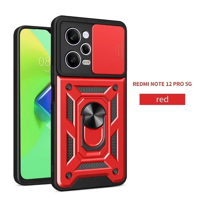 Slide Camera Lens Protector Case For Xiaomi Redmi Note 12 11S 12S 11 10 9 Pro Max 10C A1 A2 A1 Plus Shockproof Armor Ring Cover
