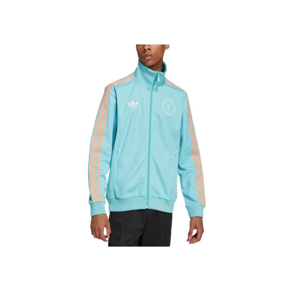 Adidas Originals Ss24 Inter Miami Cf Striped Comfortable Stylish Full Zip Retro Sports Stand Collar Jacket Men Jackets Mint-Green JJ1829