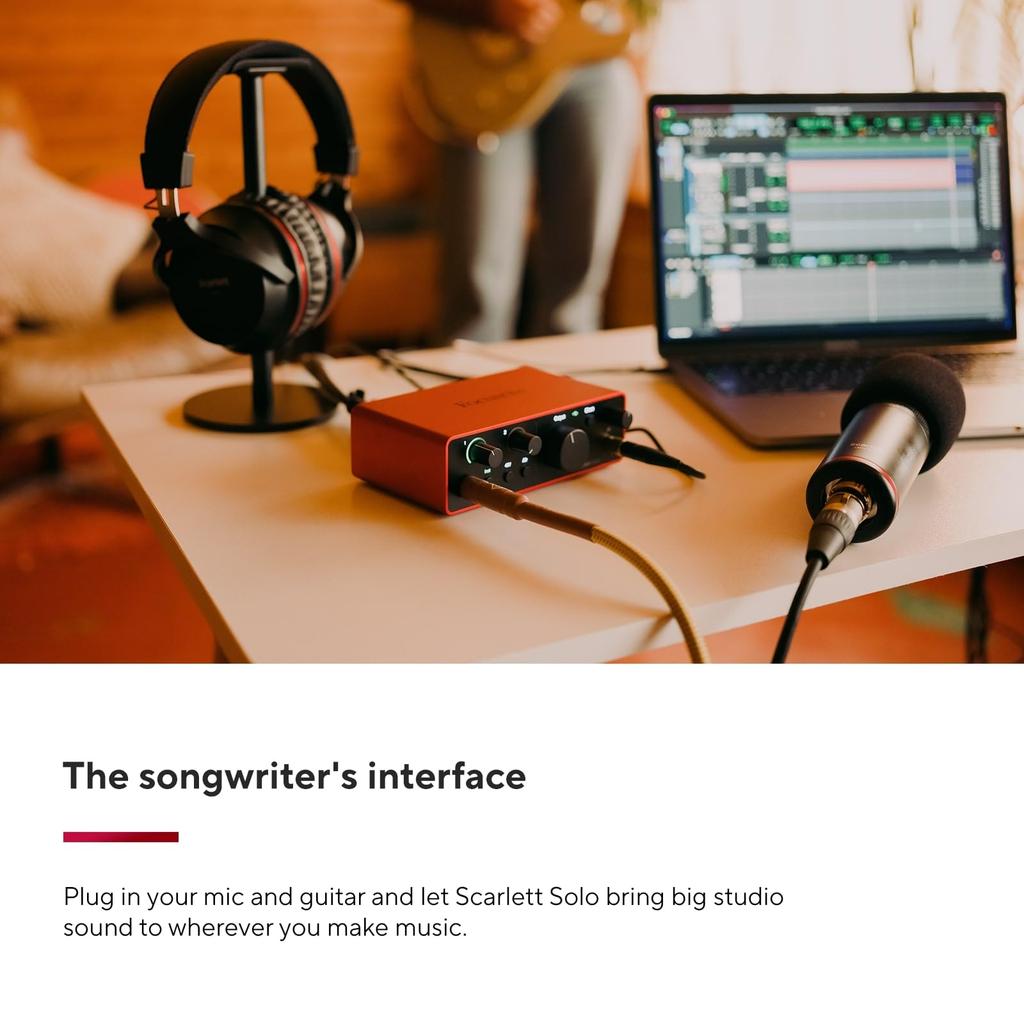 Focusrite Scarlett Solo 4th Generation USB Audio Interface for Guitarists, Vocalists, and Producers - High-Fidelity Studio-Quality Recording with All