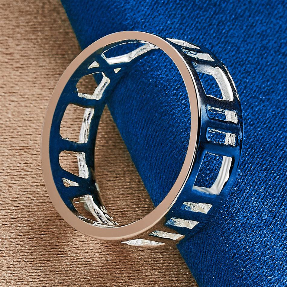 1 Piece of 925 Sterling Silver 5-10 Exquisite Letter Hollow Ring, Fashionable Women's Wedding Gift, Jewelry Accessories