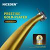 Dental High Speed Handpiece Dental Turbine 2/4 Hole Dental Handpiece with Push Button Spray Gold Color Titanium Alloy