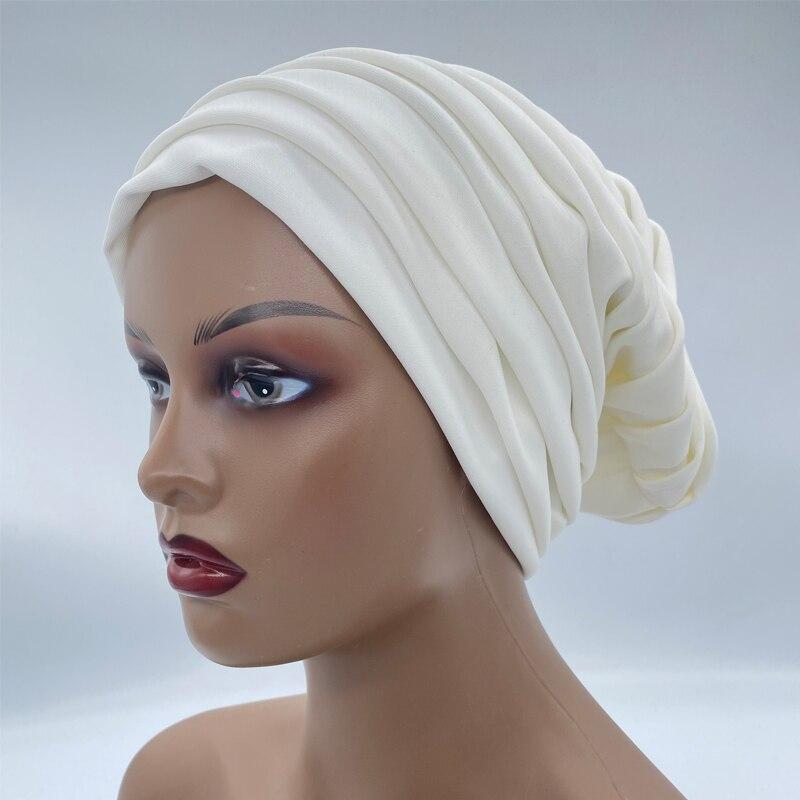 

Однотонная женская плиссированная шляпа-тюрбан белый