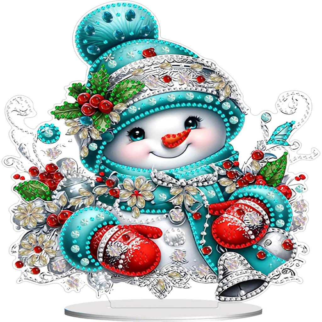 Christmas Snowman Diamond Painting Desktop Ornaments Kit Cute 5D DIY Diamond Art Tabletop Decorations Bedroom Table Decor