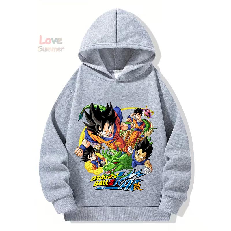 Anime hoodie 3-14 Years Kids DragonBall Clothes Goku Hoodie Boys Girls Sporty Ideal Daily Outdoor Wear Boys Hooded Sweatshirt