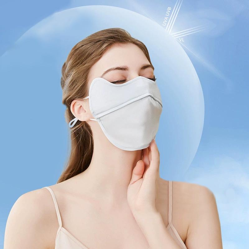 2025 Sommer Echte Seide Sonnenschutzmaske | Einfarbig, Atmungsaktiv & Bequemes 3D-Design für Frauen