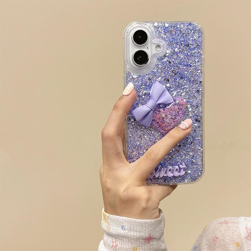 Premium Sense 16 For Apple 17Promax Flash Phone Case 16Plus Epoxy Iphone Bow Women'S Models