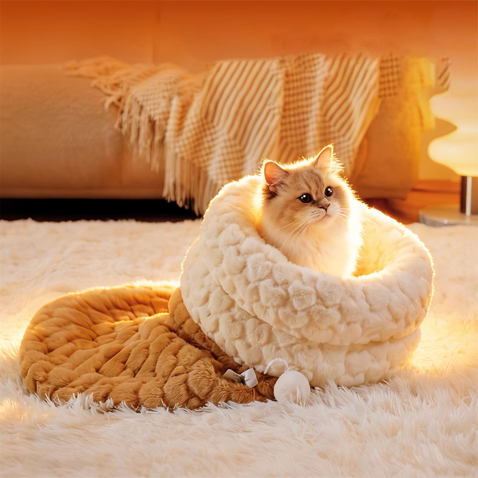 

Sleeping Bag for Indoor s Cozy Winter s Sleeping Bags Soft Plush Sack Self Warm Pet Bed Cave Kittens Tunnel Pet Calming Bed for Kittens One Size