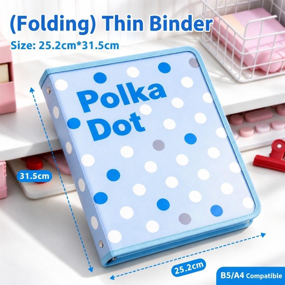 Polka Dot Print A4 Binder PP Notebook Shell High Quality Document Storage Case School Office