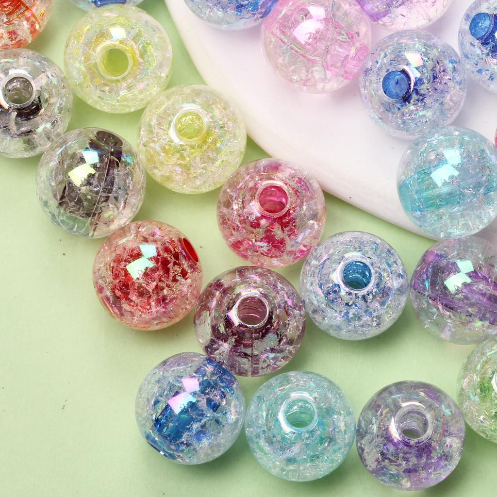 10Pcs 16mm/18mm/20mm Color Acrylic Crack Beads For Jewelry Making DIY Necklace Process Beads