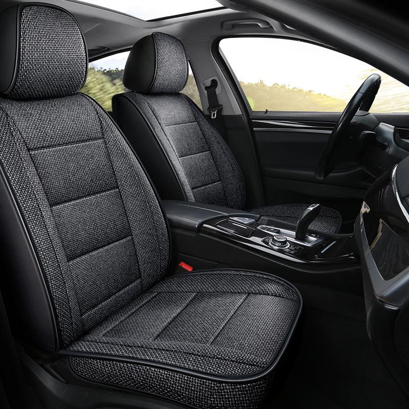 Universal Full Coverage Leather Car Seat Cushion and Linen Cover