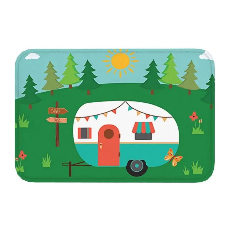 Personalized Happy Camper Doormat Mat Anti-Slip Camping Life Bathroom Kitchen Toilet Rug Carpet 40*60cm