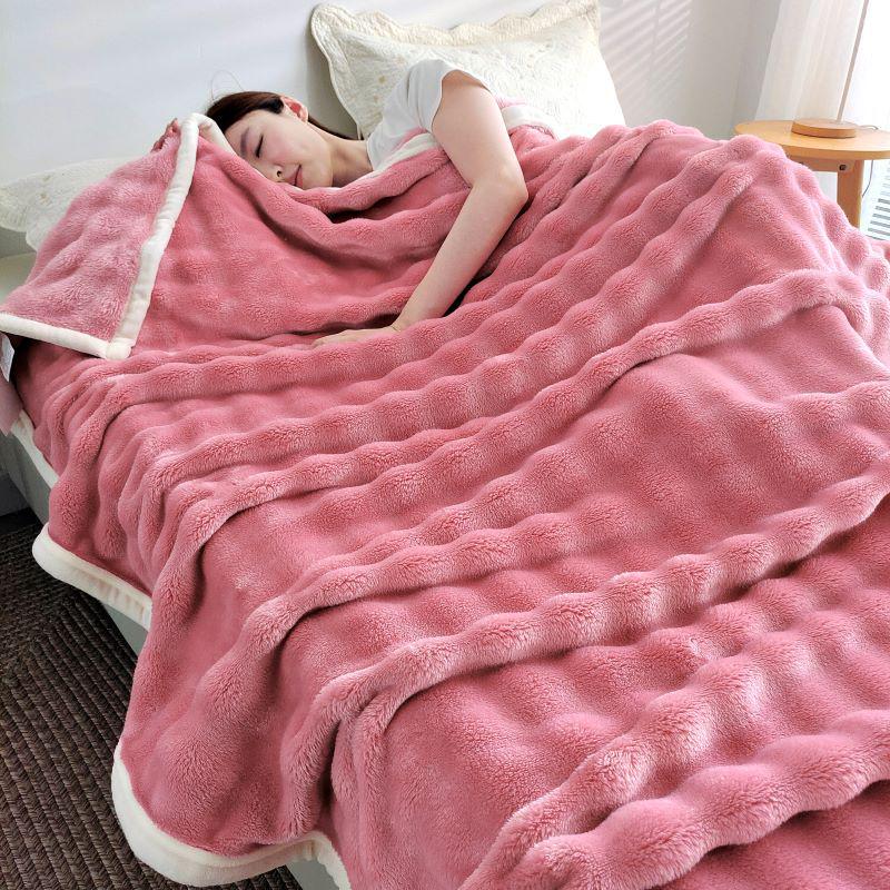 Thick Bubble Velvet Flannel Blanket for Sofa, Office, or Travel