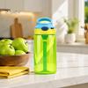 Leak Proof Training Cup for Kids Cartoon Sippy Cup, 470ml Water Bottle with Straw Adjustable Strap, Pop Up Portable Crossbody Drink Container Lid Flip