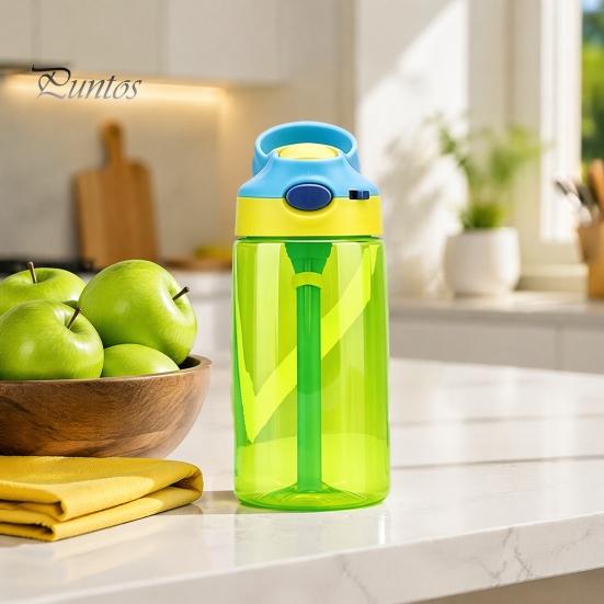 Leak Proof Training Cup for Kids Cartoon Sippy Cup, 470ml Water Bottle with Straw Adjustable Strap, Pop Up Portable Crossbody Drink Container Lid Flip