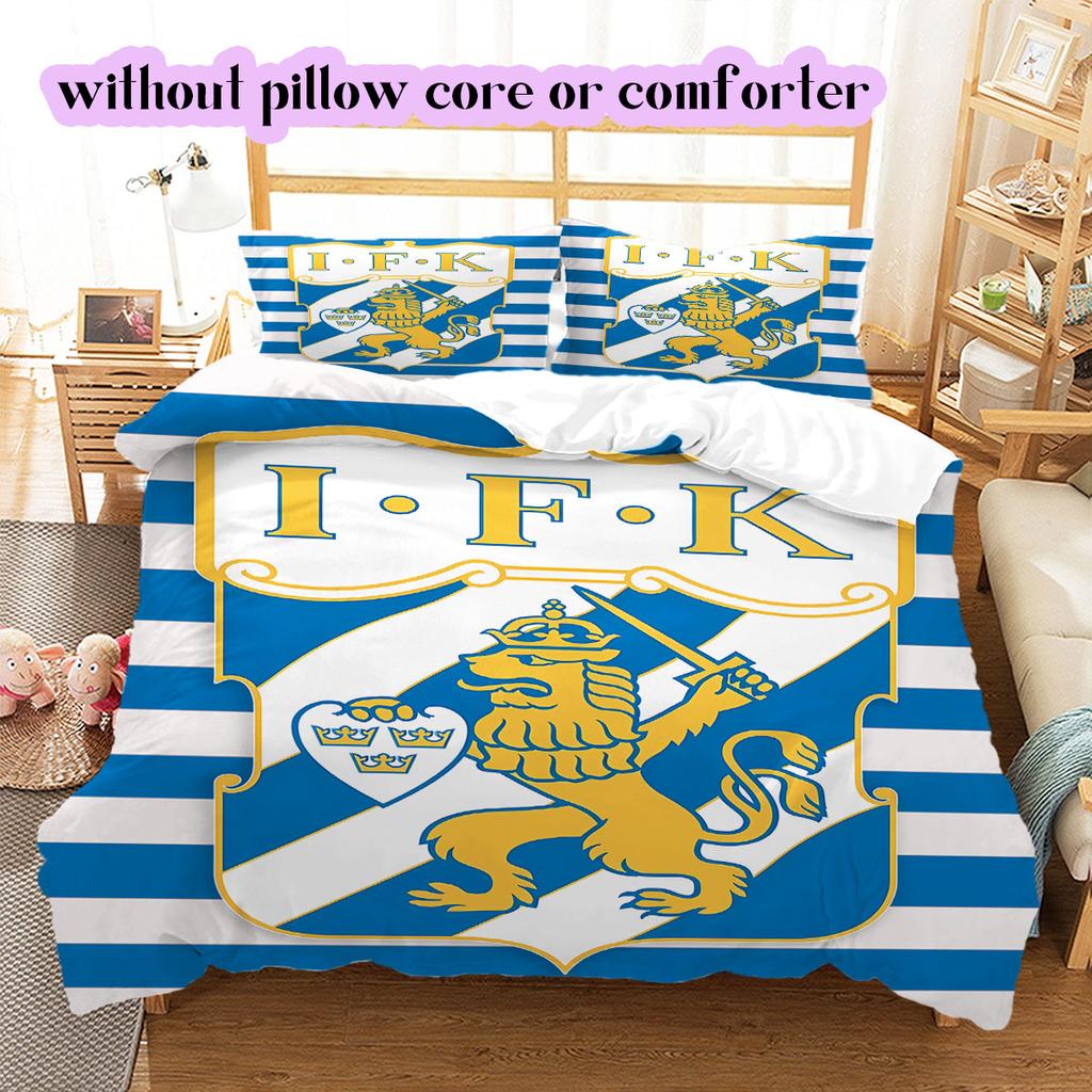 IFK Göteborg football Pattern Bedding,Quilt Set Quilt Cover Pillowcase Home Birthday Gift (1*duvet cover+2*pillowcase,without core)