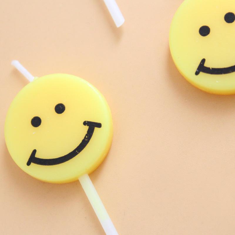 New Korean Ins Birthday Candles 5 Yellow Smiley Face Cartoon Cute Creative Party Decoration Candles