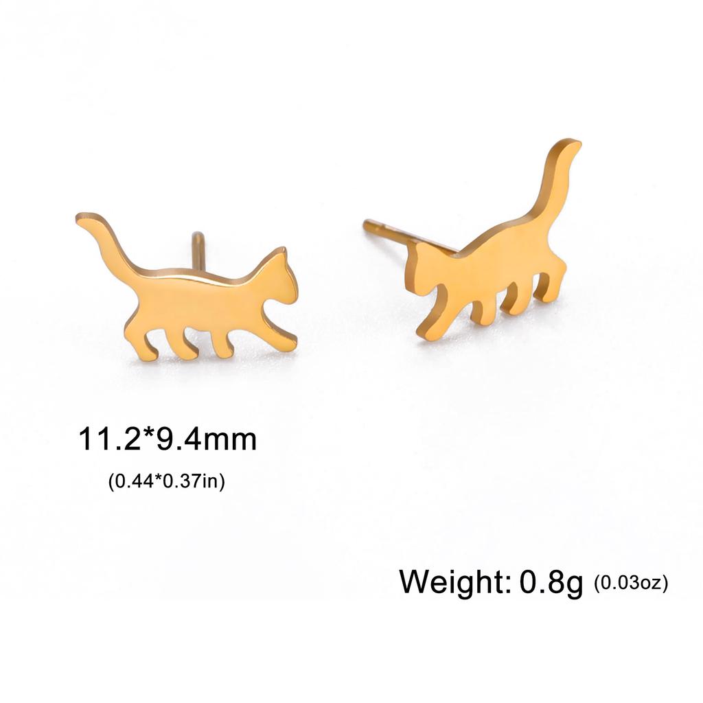 Cazador Cute Cat and Fish Bone Stud Earring Women Small Piercing Earrings Stainless Steel Jewelry Mother Gift 2026 Trend