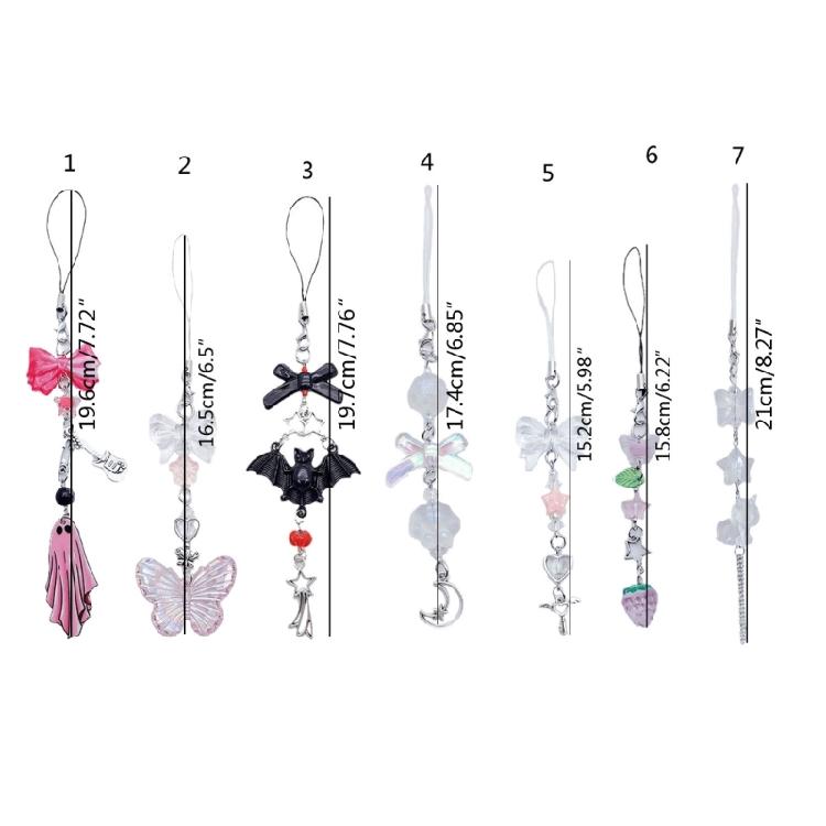 Y2K Phone Chain Cool Girl Sweet Pendant Strap with Star/Bowknot/Butterfly Charm