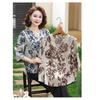 Temperament Middle-aged and Elderly Summer Floral Tops Fashionable Three-quarter Sleeve Cardigans Versatile