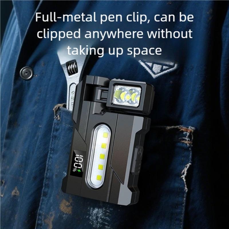 Rotating Light Source Work Light with Emergency Signal Magnetic Rechargeable LED Lamp for Camping Hiking and Car Repair
