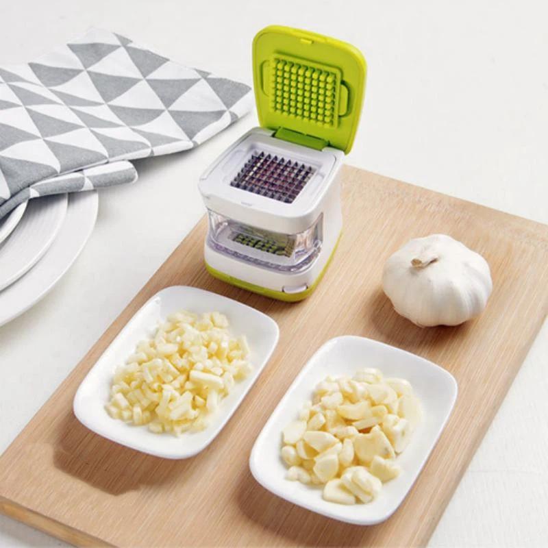 2In1 Mini Garlic Press Chopper Manual Garlic Mincer Slicers Grater With Storage Box Kitchen Fruit Vegetable Toolsols