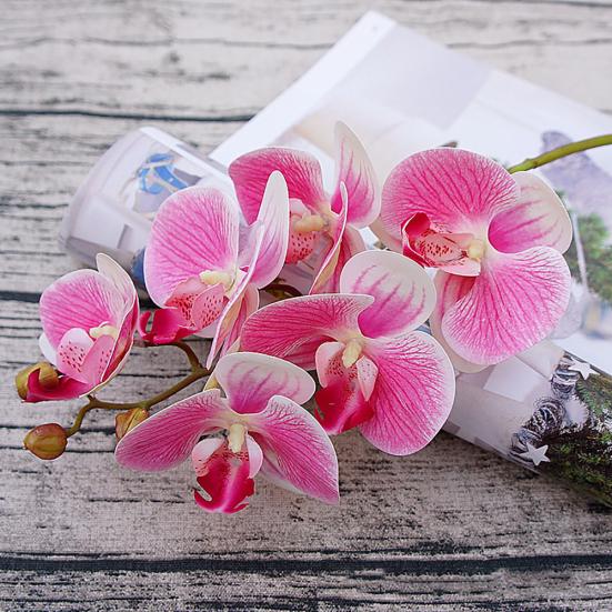 1Pc 6Heads Artificial Butterfly Orchid Silk Flower Home Wedding Party Decor