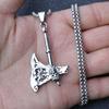 Nordic Viking Ax Titanium Steel Pendant Skull Ax Necklace